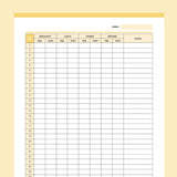 Blood Pressure Recording Chart Printable - Yellow