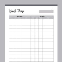 Breast Pump Log Template - Grey
