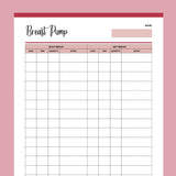 Breast Pumping Log Template - Red