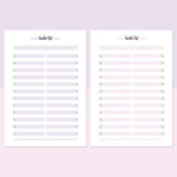 Bucket List Template - Lavendar and Bright Pink