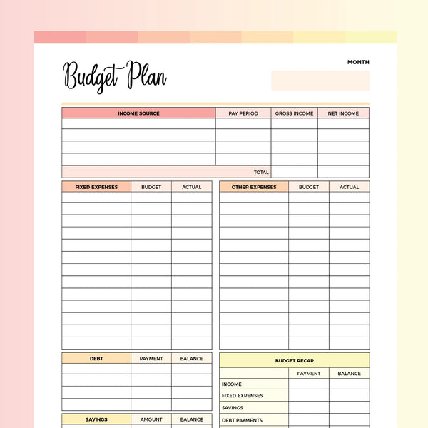 Budget Planner Printable, Instant Download PDF