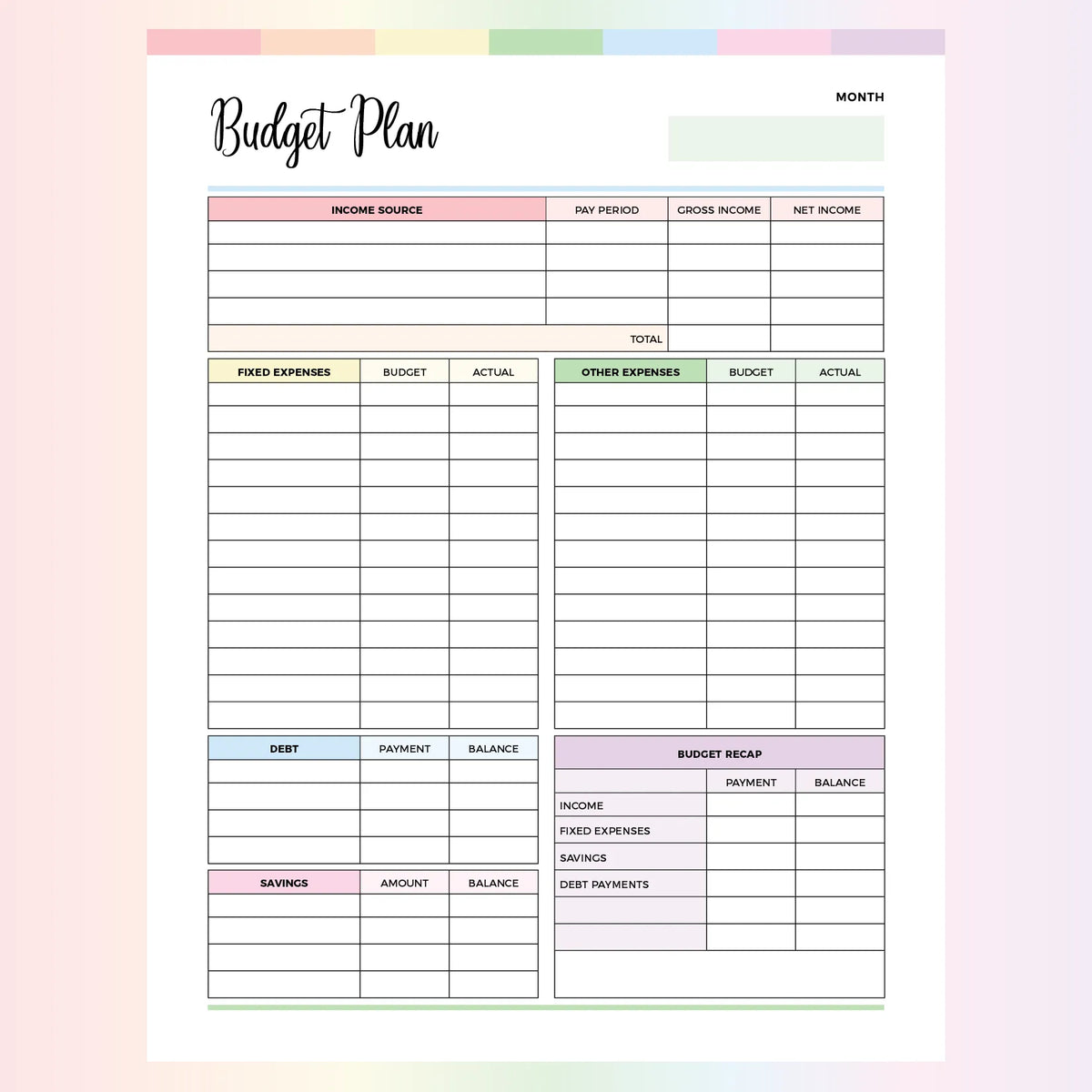 Budget Planner Printable | Instant Download PDF | A4 and US Letter ...