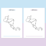 Central America Travel Map Journal - Aqua and Light Purple