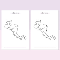 Central America Travel Map Journal - Lavendar and Bright Pink