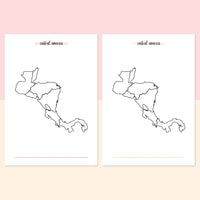 Central America Travel Map Journal - Salmon Red and Bright Orange