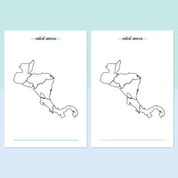 Central America Travel Map Journal - Teal and Light Blue