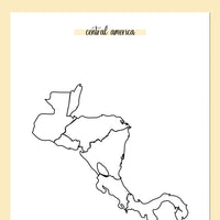 Central America Travel Map Journal - Yellow