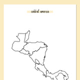 Central America Travel Map Journal - Yellow