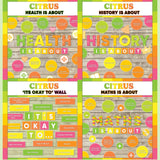 Bright green and yellow printable subject posters for health, history and maths with it's okay to classroom bulletin board