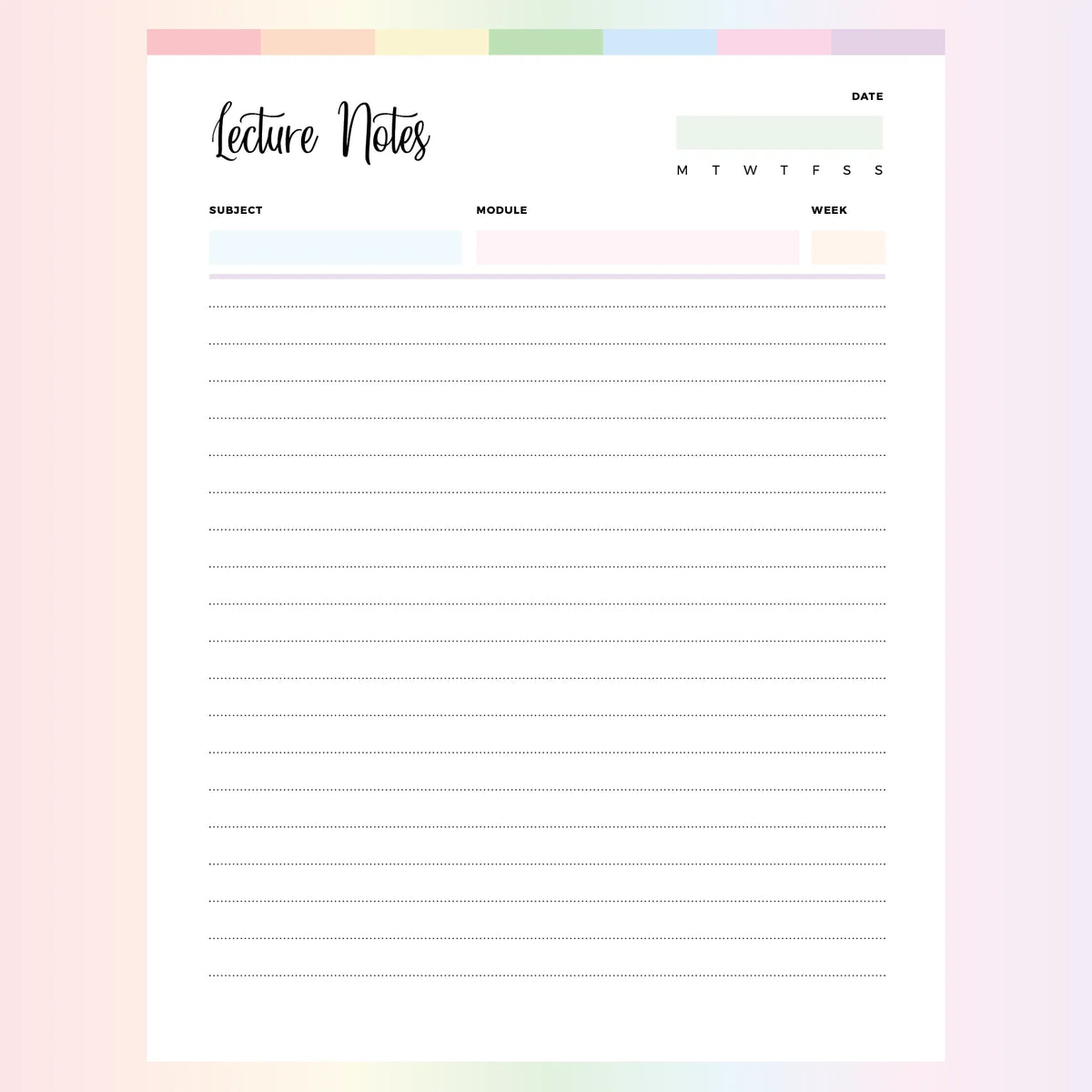 College Note Sheet.pdf College Note Taking Template | Instant Download PDF | A4 and US Letter ...