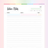 College Note Taking Template - Rainbow
