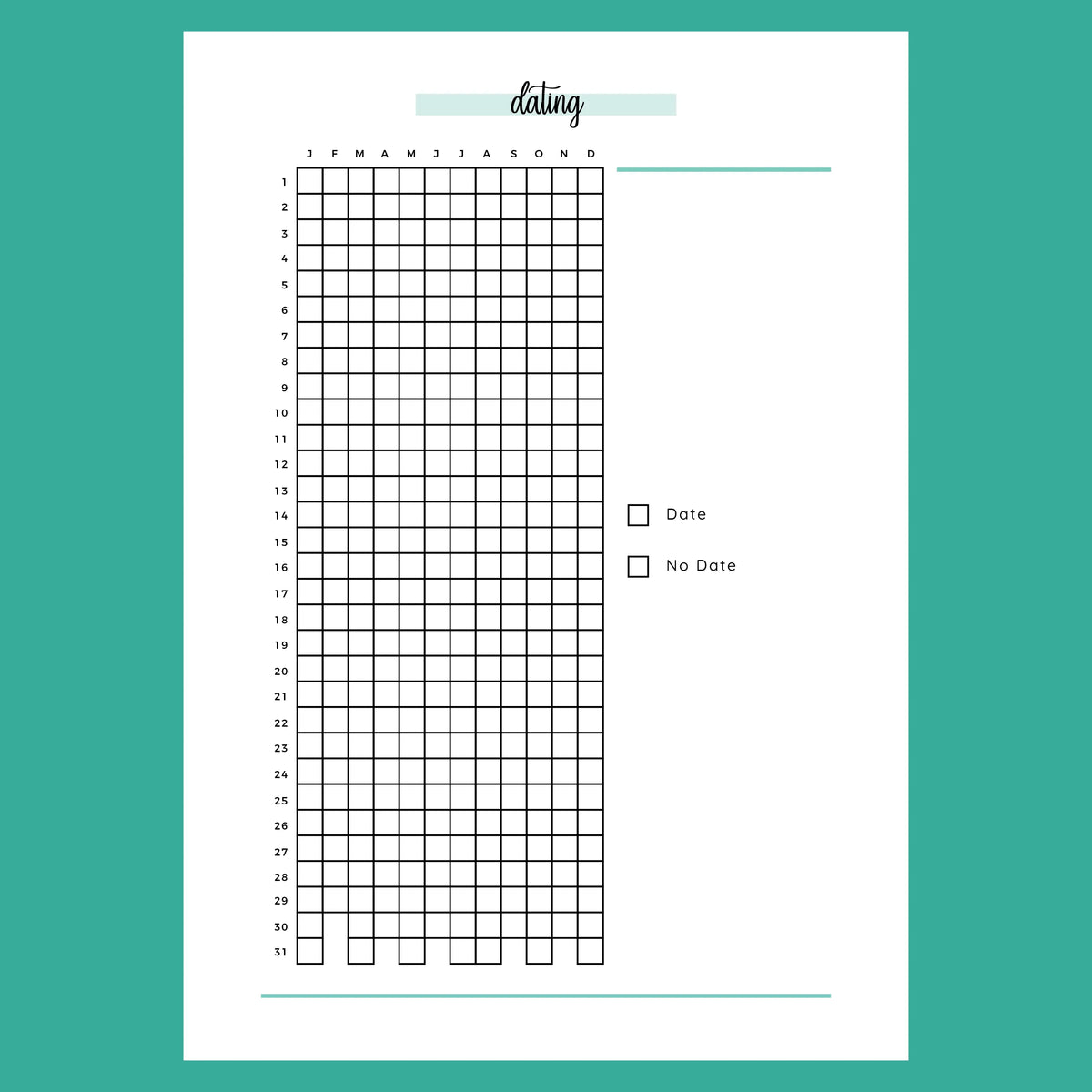 Daily Dating Journal A5 | Instant Download Printable Template – Plan ...