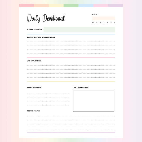 Daily Devotional Printable Instant Download PDF A4 and US Letter