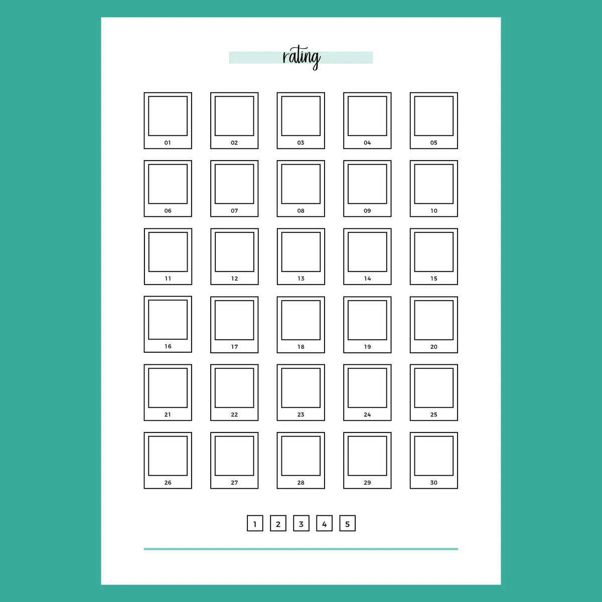 Daily Rating Film Camera Template | Printable PDF | Instant Download ...