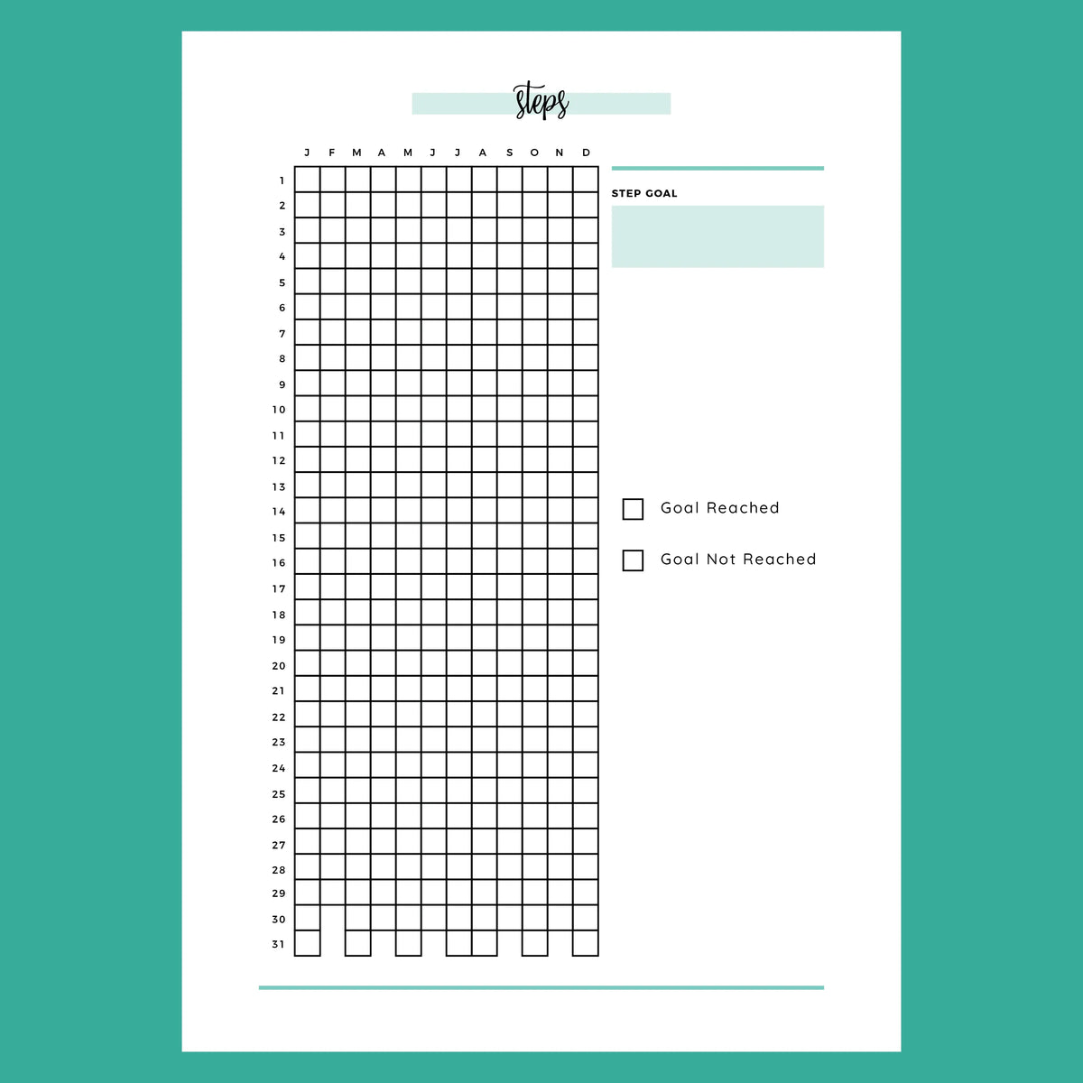 Daily Step Log A5 | Instant Download Printable Template – Plan Print Land