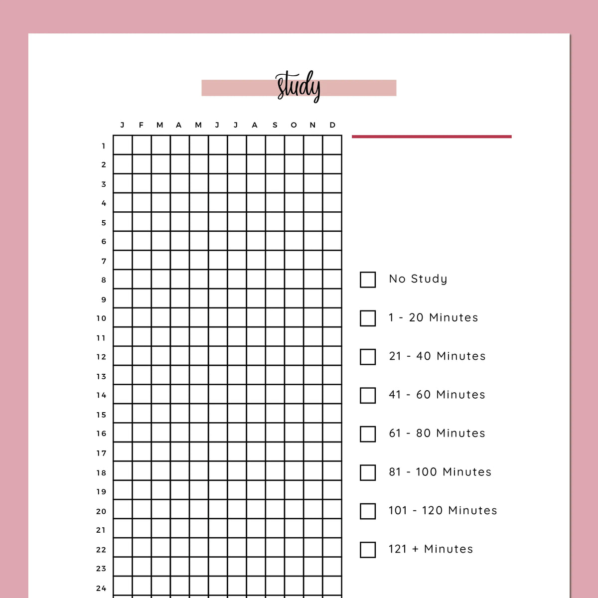 Daily Study Tracking Journal A5 | Instant Download | Printable PDF ...