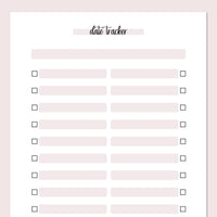 Date Bucket List Template - Pink