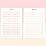 Date Bucket List Template - Salmon Red and Bright Orange