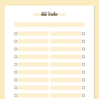 Date Bucket List Template - Yellow