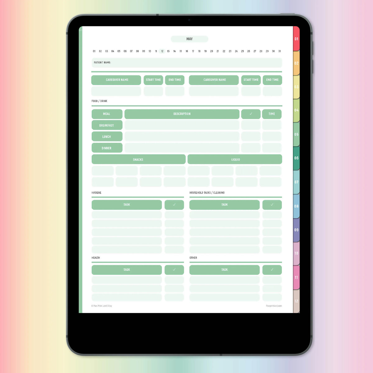 Digital Caregiver Checklist | Hyperlinked PDF For IPad Planners – Plan ...