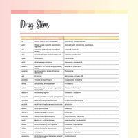 Drug Stem Cheat Sheet PDF - Flame