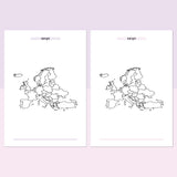 Europe Travel Map Journal - Lavendar and Bright Pink