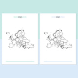 Europe Travel Map Journal - Teal and Light Blue