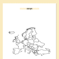 Europe Travel Map Journal - Yellow