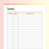 Printable Business Expense Tracker - Flame