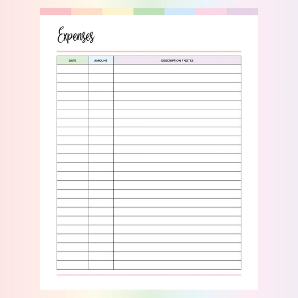 Printable Business Expense Tracker
