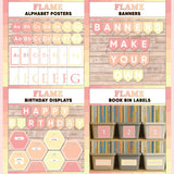 Coral and peach printable alphabet wall posters, make your own classroom banners, class birthday display and book bin labels