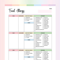 Food And Symptom Diary PDF - Rainbow