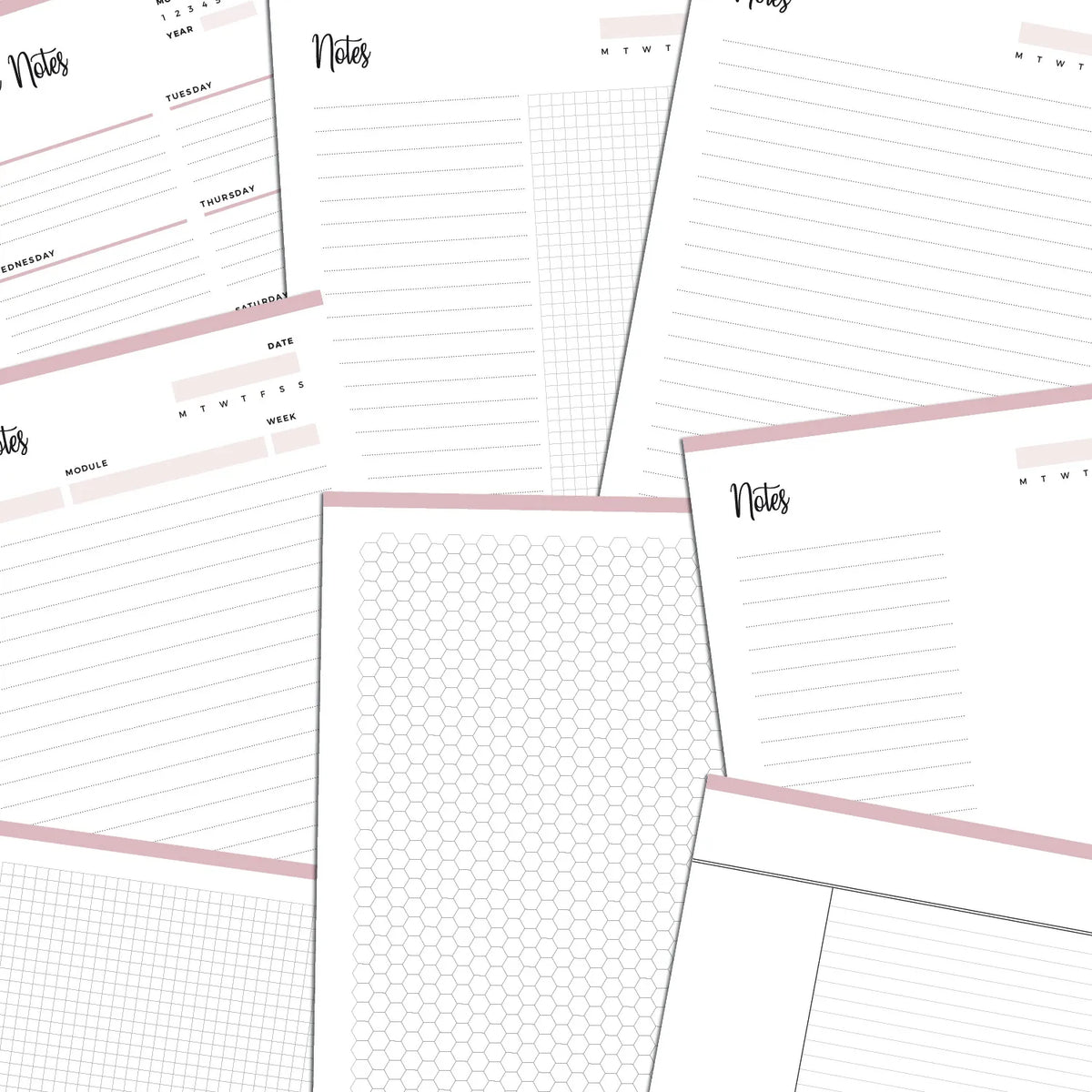 Free Printable Notes Pack - 12 Note Templates PDF – Plan Print Land