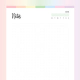 Grid Notebook Template PDF - Rainbow Color Scheme