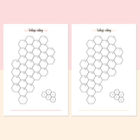 Hexagonal Daily Rating Journal - Salmon Red and Bright Orange