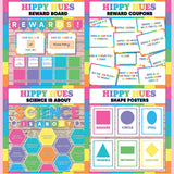 Bright multicolor printable reward and incentive board, reward coupons, science is about subject poster and classroom shape posters
