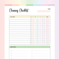 Home Cleaning Checklist PDF - Rainbow Color Scheme