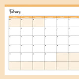 Horizontal 2024 Calendar Printable - Monday Start - Orange