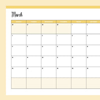 Horizontal 2024 Calendar Printable - Monday Start - Yellow