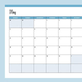 Horizontal 2024 Calendar Printable - Monday Start - Blue