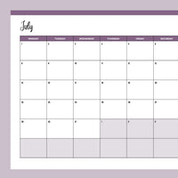 Horizontal 2024 Calendar Printable - Monday Start - Purple