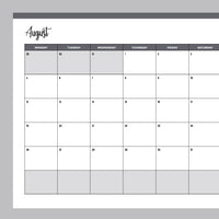 Horizontal 2024 Calendar Printable - Monday Start - Grey