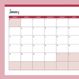 Horizontal 2024 Calendar Printable - Sunday Start - Red