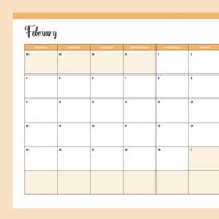 Horizontal 2024 Calendar Printable - Sunday Start - Orange