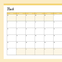 Horizontal 2024 Calendar Printable - Sunday Start - Yellow