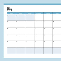 Horizontal 2024 Calendar Printable - Sunday Start - Blue
