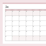 Horizontal 2024 Calendar Printable - Sunday Start - Pink