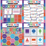 Jewel tone printable reward and incentive board, reward coupons, science is about subject poster and classroom shape posters