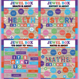 Jewel tone printable subject posters for health, history and maths with it's okay to classroom bulletin board