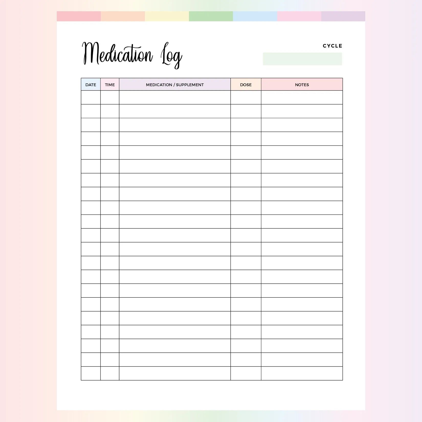 Medication Tracker Printable | Instant Download PDF | A4 and US Letter – Plan Print Land for Free Printable Medication Inventory Log